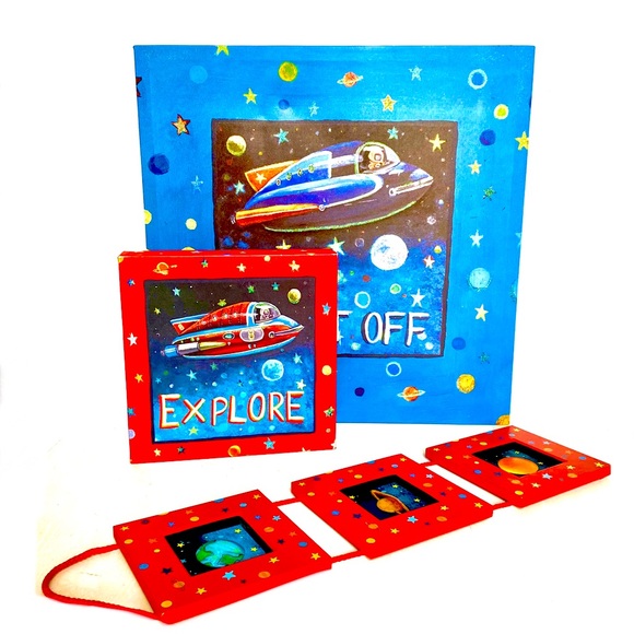 Pottery Barn Kids Accessories 3 Pictures Space Paintings With